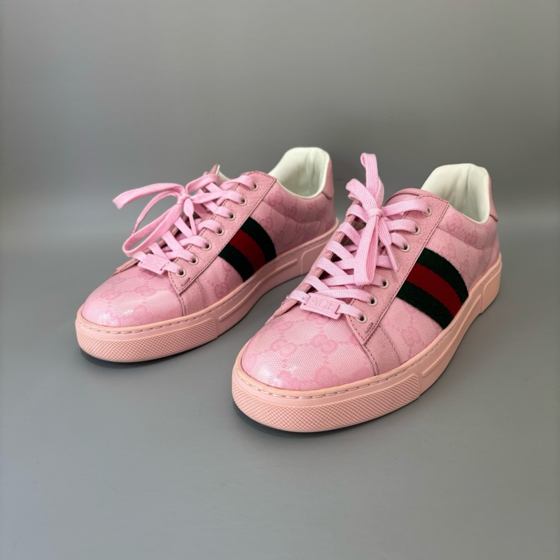 Gucci/古馳 Ace系列蜜蜂刺繡粉色休閒鞋，尺碼：38碼  97新-1