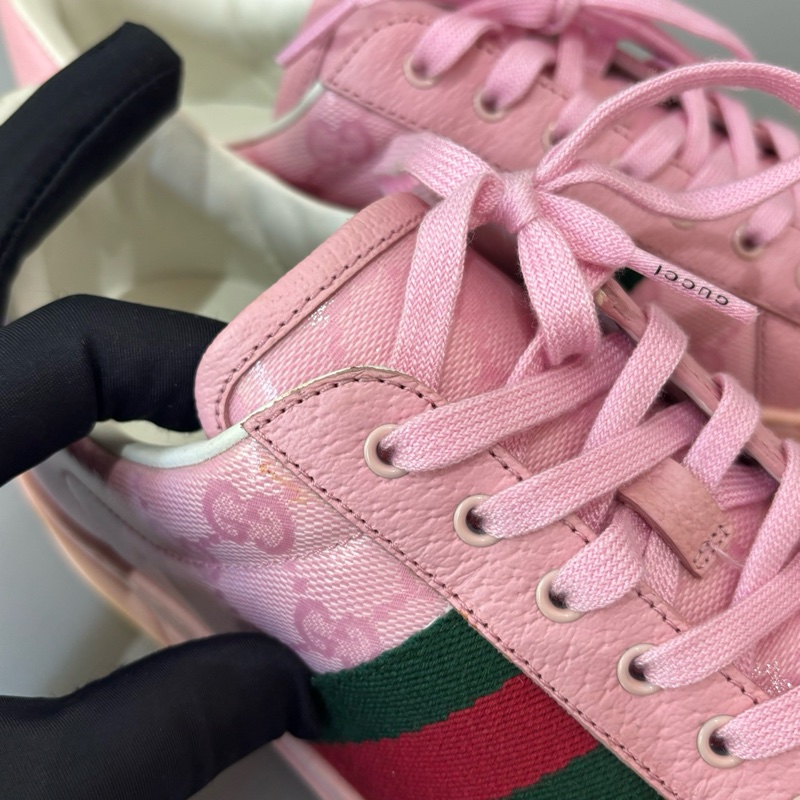 Gucci/古馳 Ace系列蜜蜂刺繡粉色休閒鞋，尺碼：38碼  97新-5