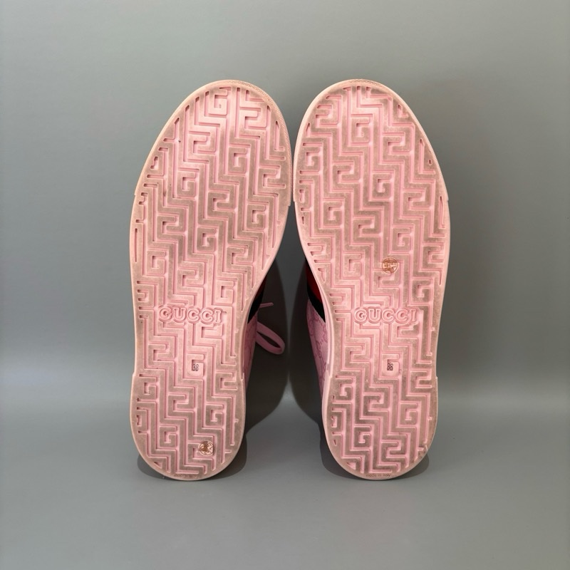 Gucci/古馳 Ace系列蜜蜂刺繡粉色休閒鞋，尺碼：38碼  97新-8