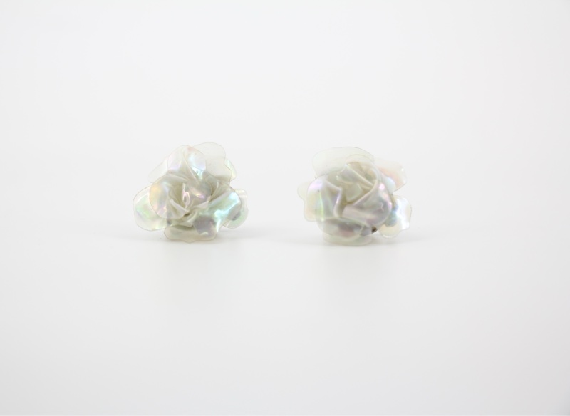 Chanel Vintage 98S 幻彩山茶花立體耳環-8