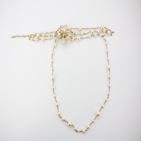 Chanel Vintage 02A仿珍珠山茶花層疊項鏈