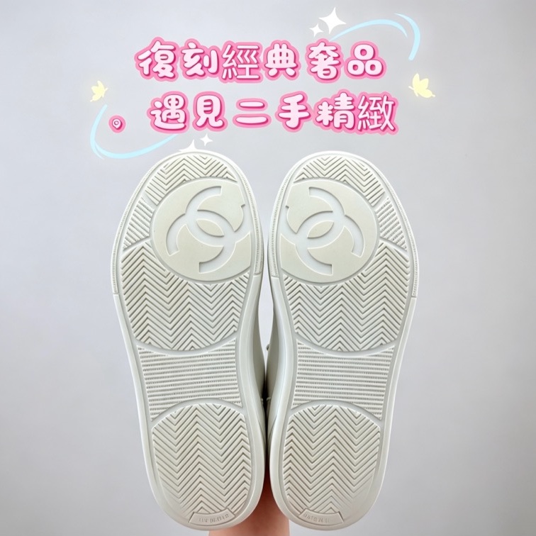 chanel香奈兒 純白金標板鞋 38碼 97新-6