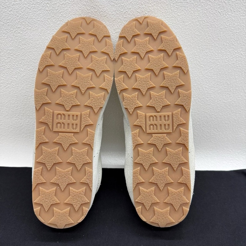 MIU MIU繆繆 皮革 Plume 520 阿甘德訓鞋 米白色 37碼-6