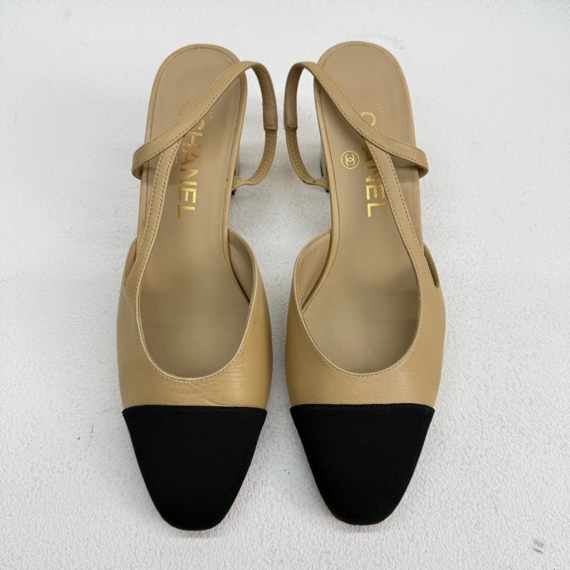 Chanel香奈兒Slingback 米黑 36.5碼-1
