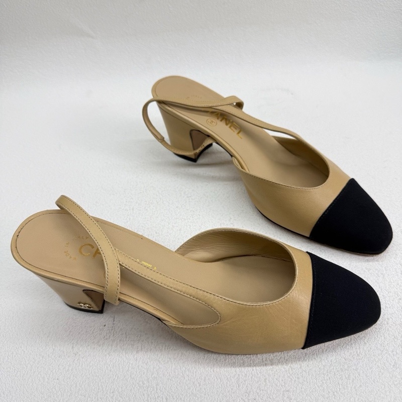 Chanel香奈兒Slingback 米黑 36.5碼-2