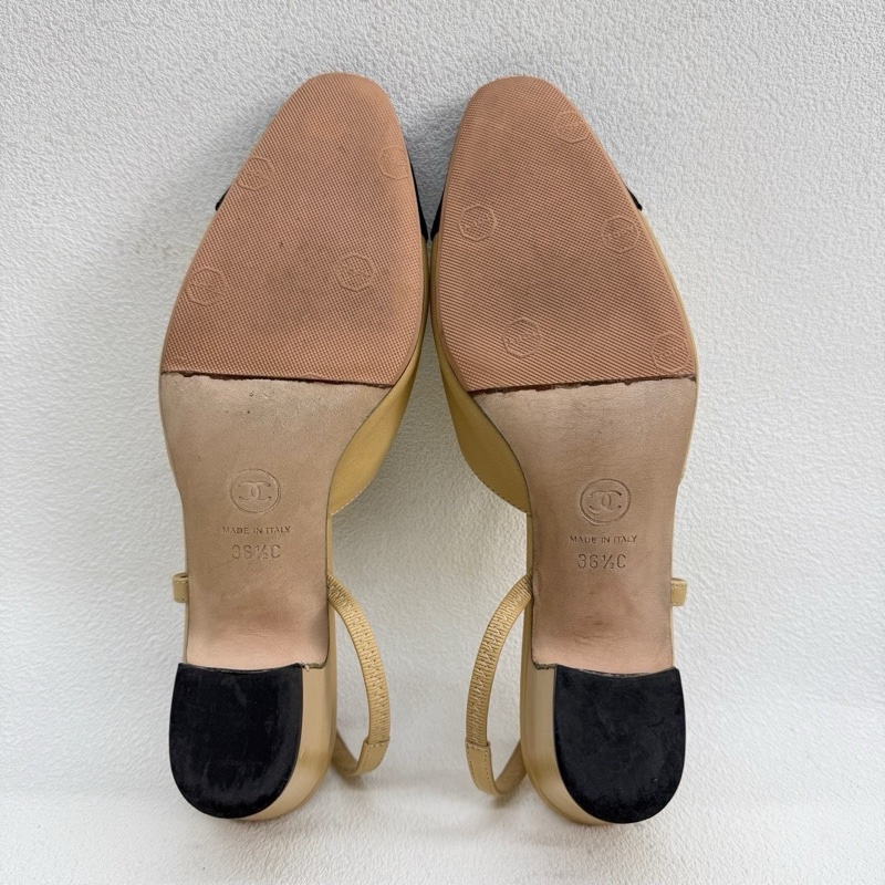 Chanel香奈兒Slingback 米黑 36.5碼-6