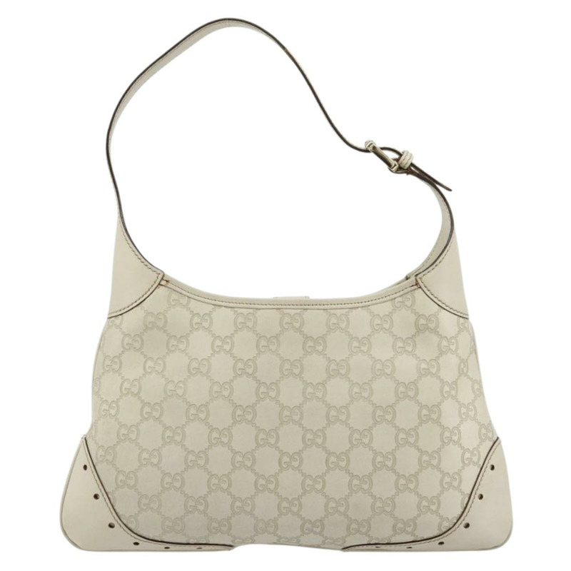 【日本直送】GUCCI GG帆布Guccissima手提包，皮革白色金色，貨號145778，正品編號177669A-2