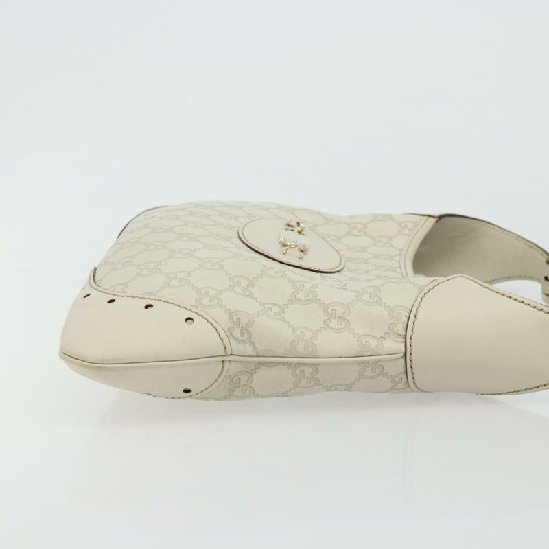【日本直送】GUCCI GG帆布Guccissima手提包，皮革白色金色，貨號145778，正品編號177669A-3
