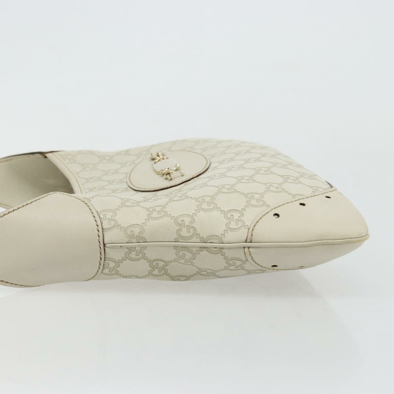 【日本直送】GUCCI GG帆布Guccissima手提包，皮革白色金色，貨號145778，正品編號177669A-4