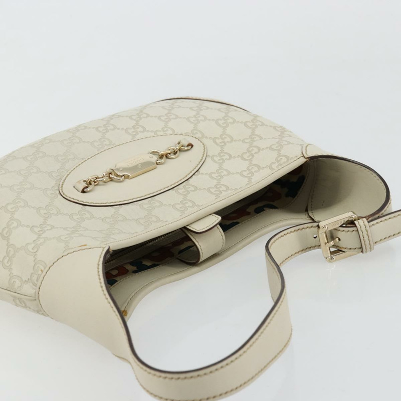 【日本直送】GUCCI GG帆布Guccissima手提包，皮革白色金色，貨號145778，正品編號177669A-5