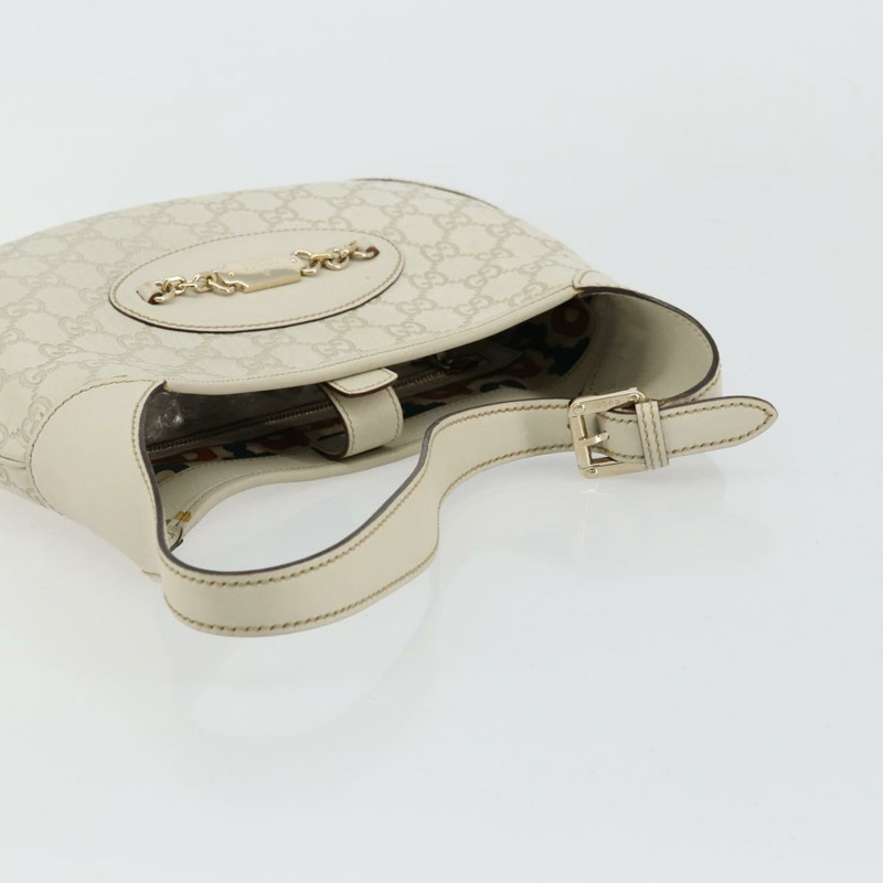 【日本直送】GUCCI GG帆布Guccissima手提包，皮革白色金色，貨號145778，正品編號177669A-6