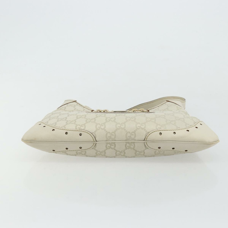 【日本直送】GUCCI GG帆布Guccissima手提包，皮革白色金色，貨號145778，正品編號177669A-8