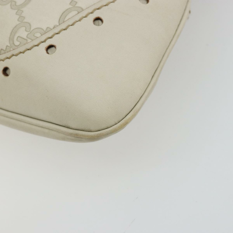 【日本直送】GUCCI GG帆布Guccissima手提包，皮革白色金色，貨號145778，正品編號177669A-11