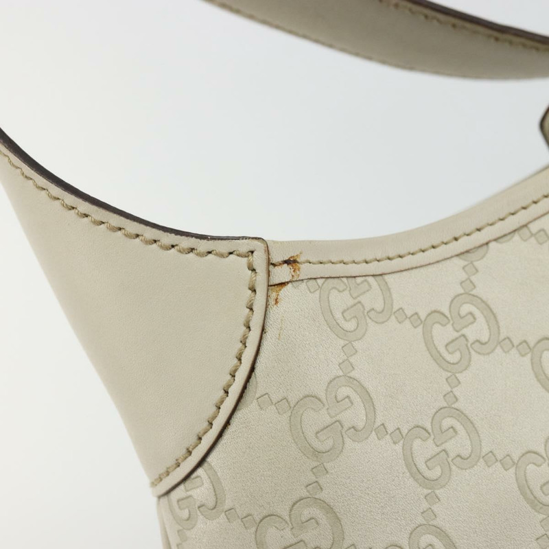 【日本直送】GUCCI GG帆布Guccissima手提包，皮革白色金色，貨號145778，正品編號177669A-13