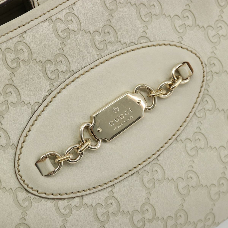 【日本直送】GUCCI GG帆布Guccissima手提包，皮革白色金色，貨號145778，正品編號177669A-14