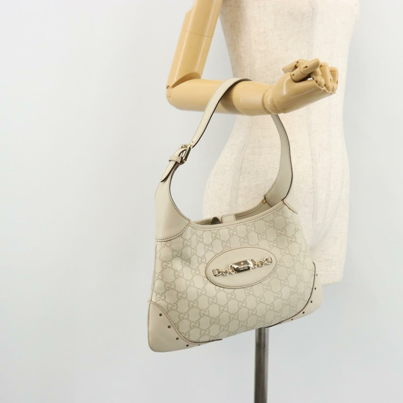 【日本直送】GUCCI GG帆布Guccissima手提包，皮革白色金色，貨號145778，正品編號177669A-22