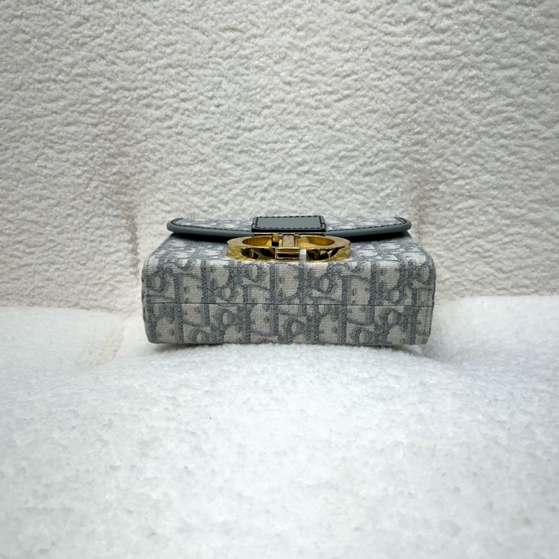 Dior 迪奧mini蒙田30 岩石灰 Oblique緹花布 30 Montaigne BOX肩背包 CD金釦 小方包 斜背包-14