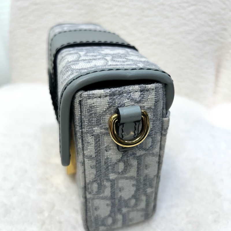 Dior 迪奧mini蒙田30 岩石灰 Oblique緹花布 30 Montaigne BOX肩背包 CD金釦 小方包 斜背包-19