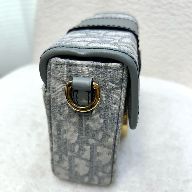 Dior 迪奧mini蒙田30 岩石灰 Oblique緹花布 30 Montaigne BOX肩背包 CD金釦 小方包 斜背包-20