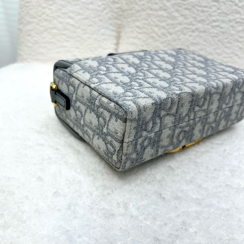 Dior 迪奧mini蒙田30 岩石灰 Oblique緹花布 30 Montaigne BOX肩背包 CD金釦 小方包 斜背包-21