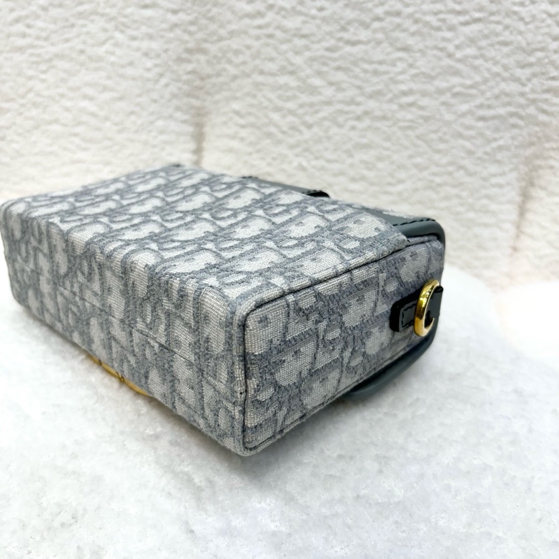 Dior 迪奧mini蒙田30 岩石灰 Oblique緹花布 30 Montaigne BOX肩背包 CD金釦 小方包 斜背包-22