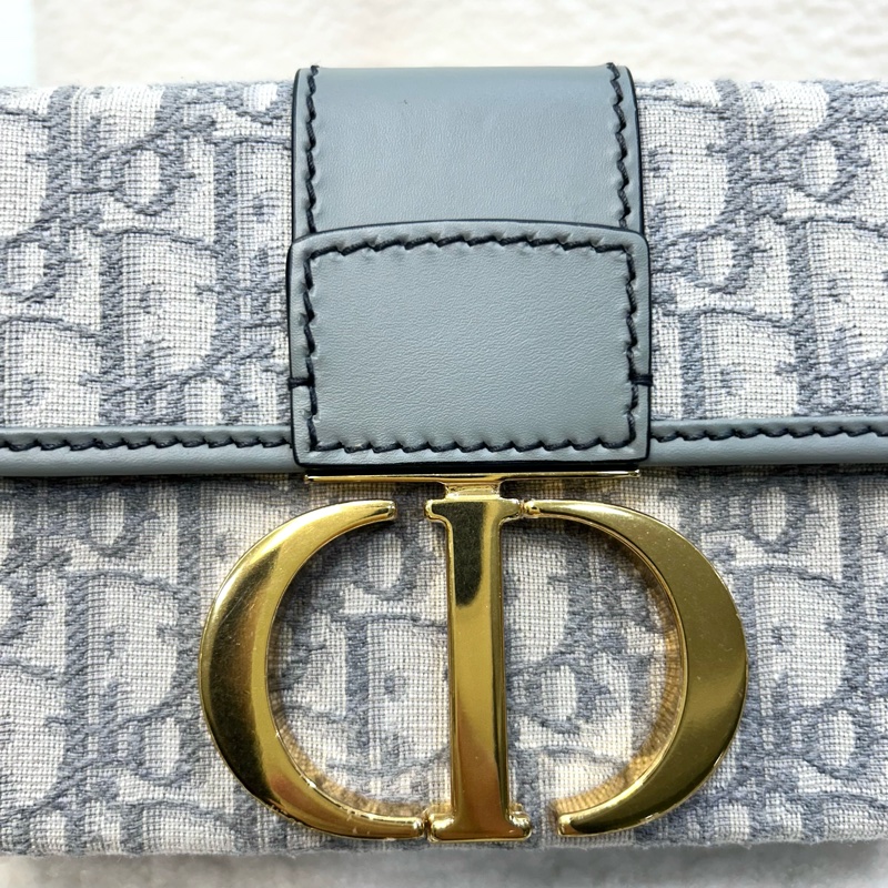 Dior 迪奧mini蒙田30 岩石灰 Oblique緹花布 30 Montaigne BOX肩背包 CD金釦 小方包 斜背包-30