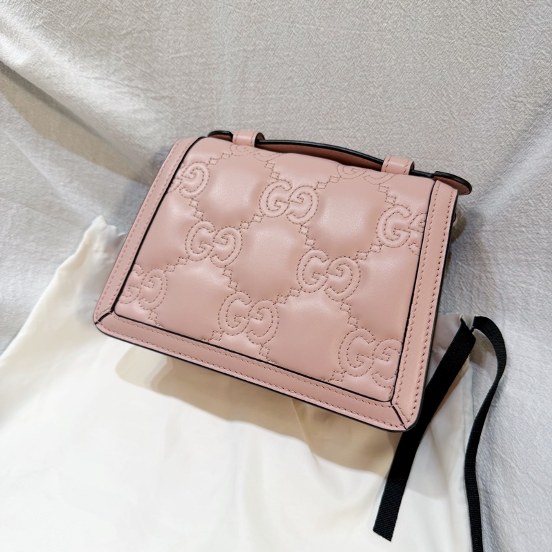 Gucci 粉色GG Marmont斜背包(9成新）-2