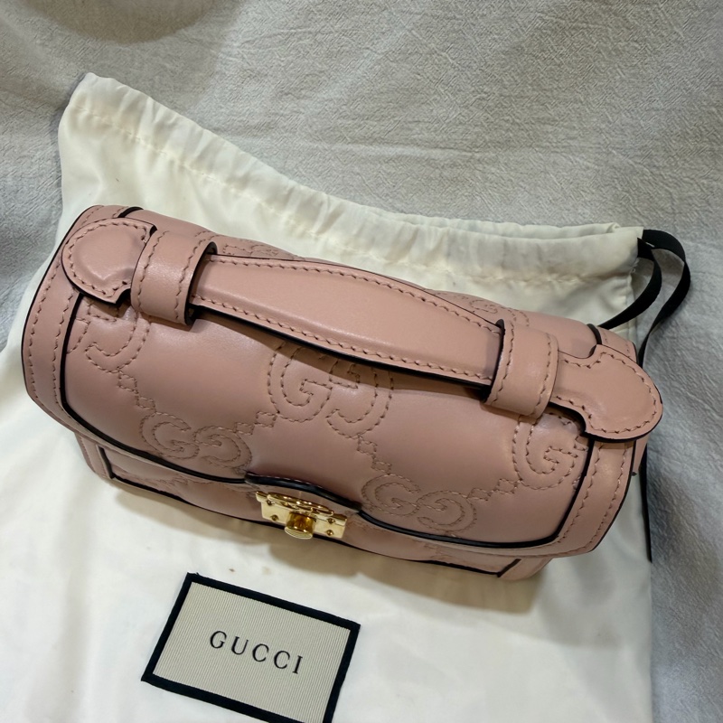 Gucci 粉色GG Marmont斜背包(9成新）-7