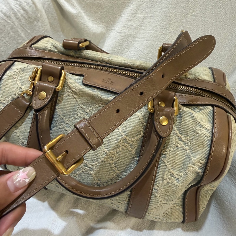 Gucci 復古丹寧老花波士頓包-2
