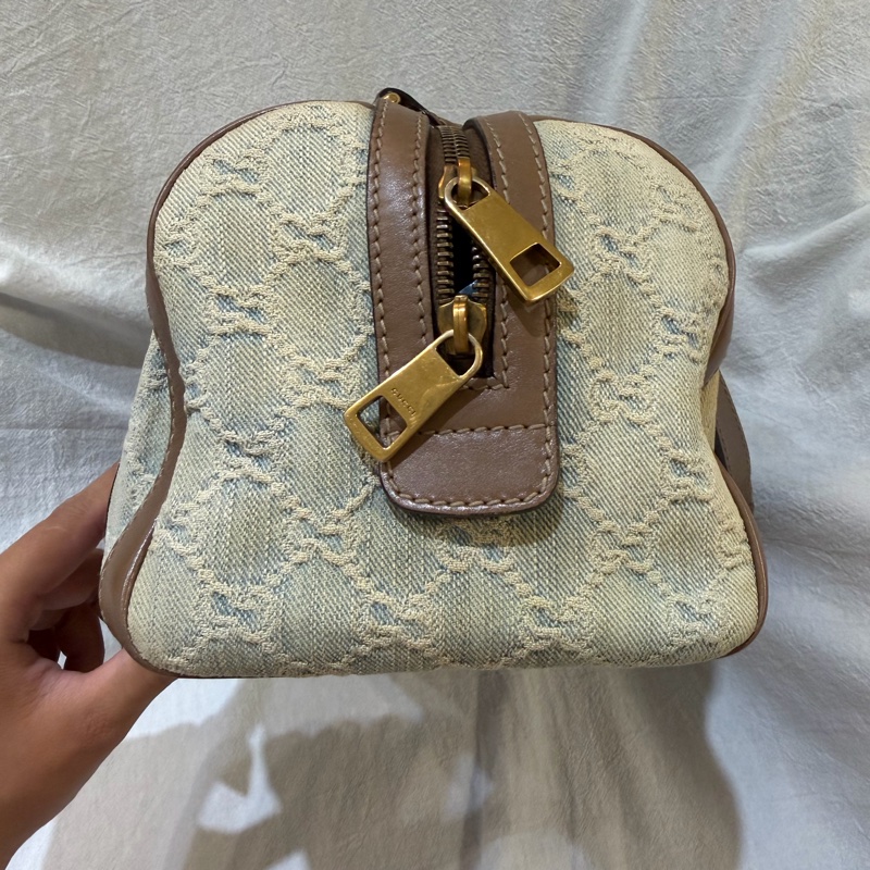 Gucci 復古丹寧老花波士頓包-9