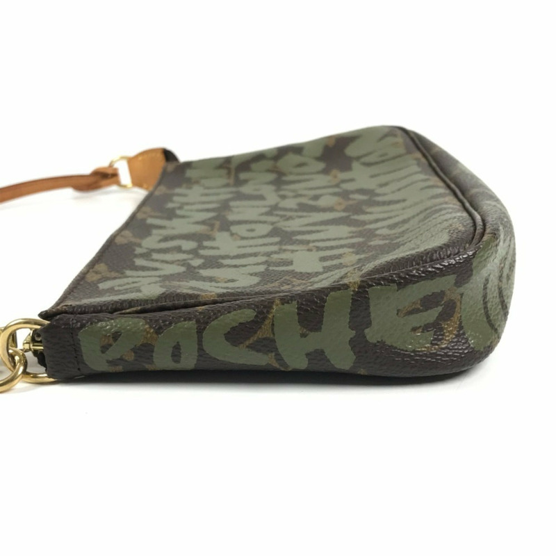 路易威登 M92191 Monogram Graffiti Pochette Accessoires 配件包肩手提包帆布男女款卡其色-2