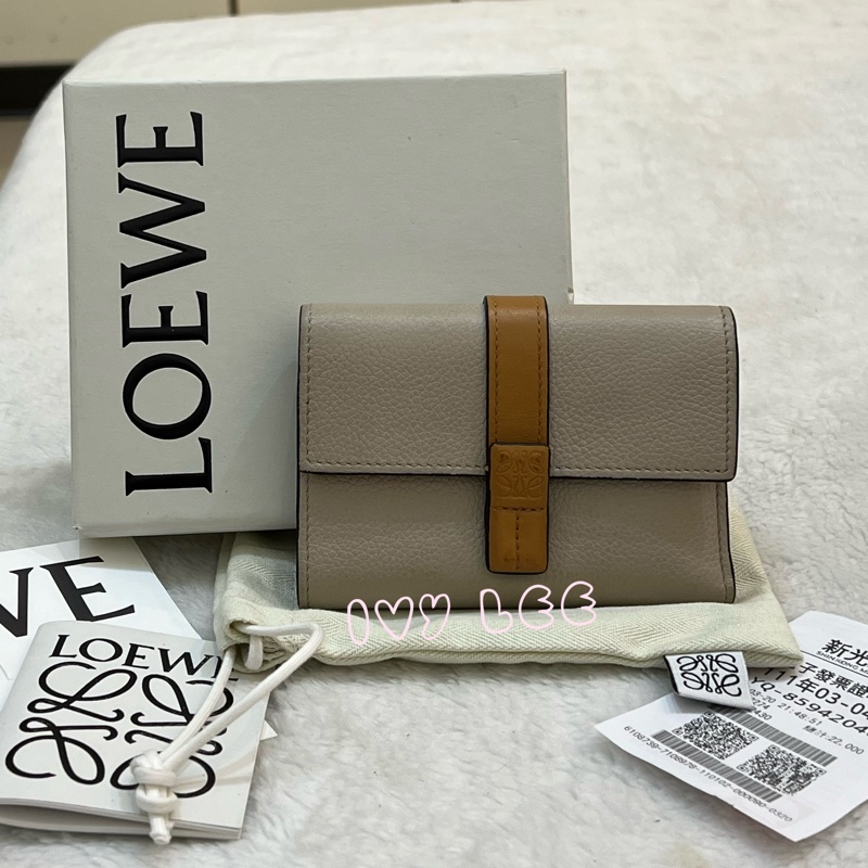 Loewe Small Vertical Wallet 羅威小型直式錢包 短夾  淺棕 米色 粉嫩橘 正品 二手精品-0