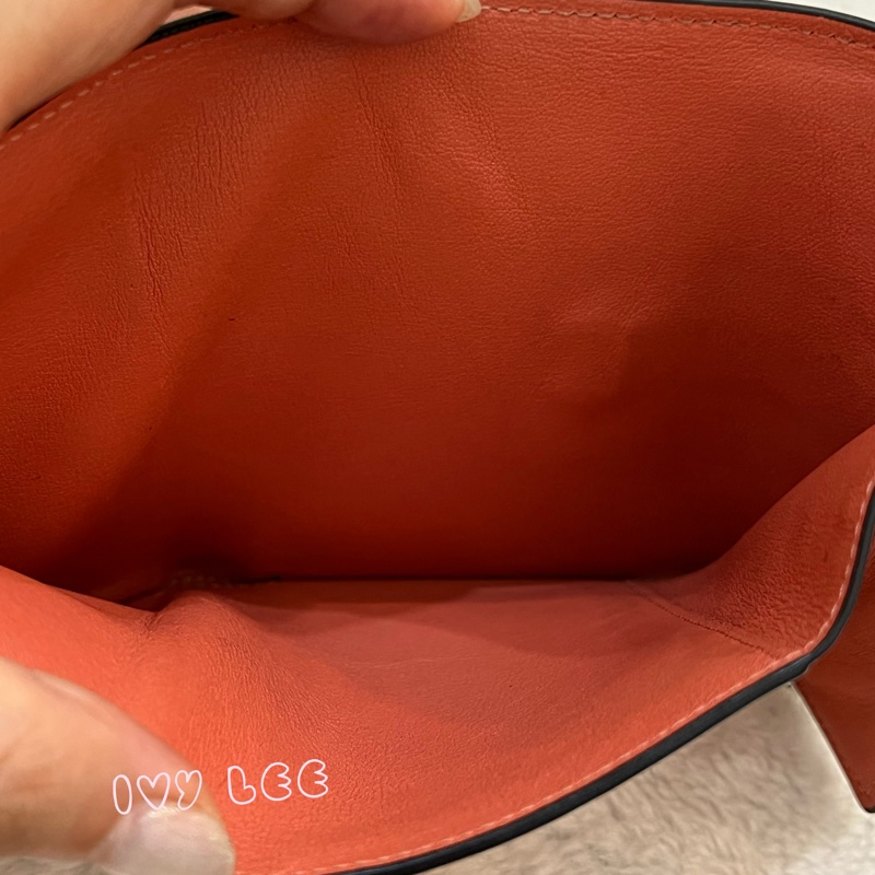 Loewe Small Vertical Wallet 羅威小型直式錢包 短夾  淺棕 米色 粉嫩橘 正品 二手精品-4