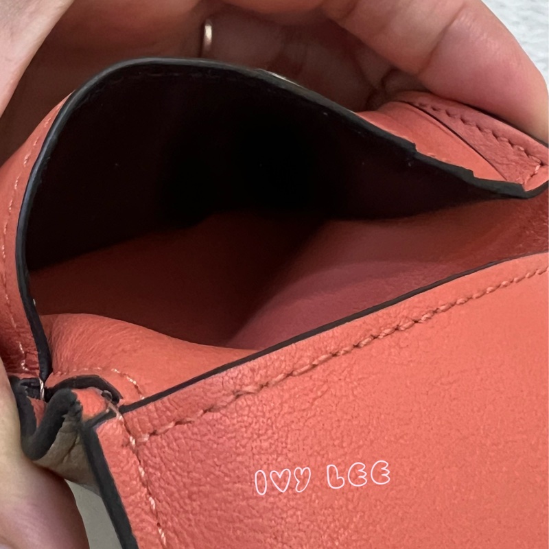 Loewe Small Vertical Wallet 羅威小型直式錢包 短夾  淺棕 米色 粉嫩橘 正品 二手精品-7