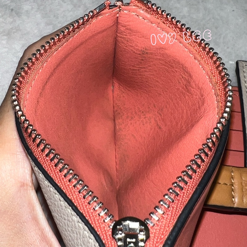 Loewe Small Vertical Wallet 羅威小型直式錢包 短夾  淺棕 米色 粉嫩橘 正品 二手精品-10