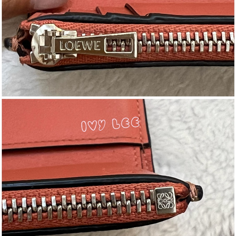 Loewe Small Vertical Wallet 羅威小型直式錢包 短夾  淺棕 米色 粉嫩橘 正品 二手精品-17