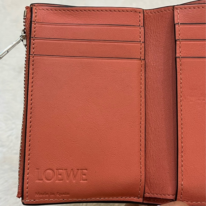 Loewe Small Vertical Wallet 羅威小型直式錢包 短夾  淺棕 米色 粉嫩橘 正品 二手精品-19