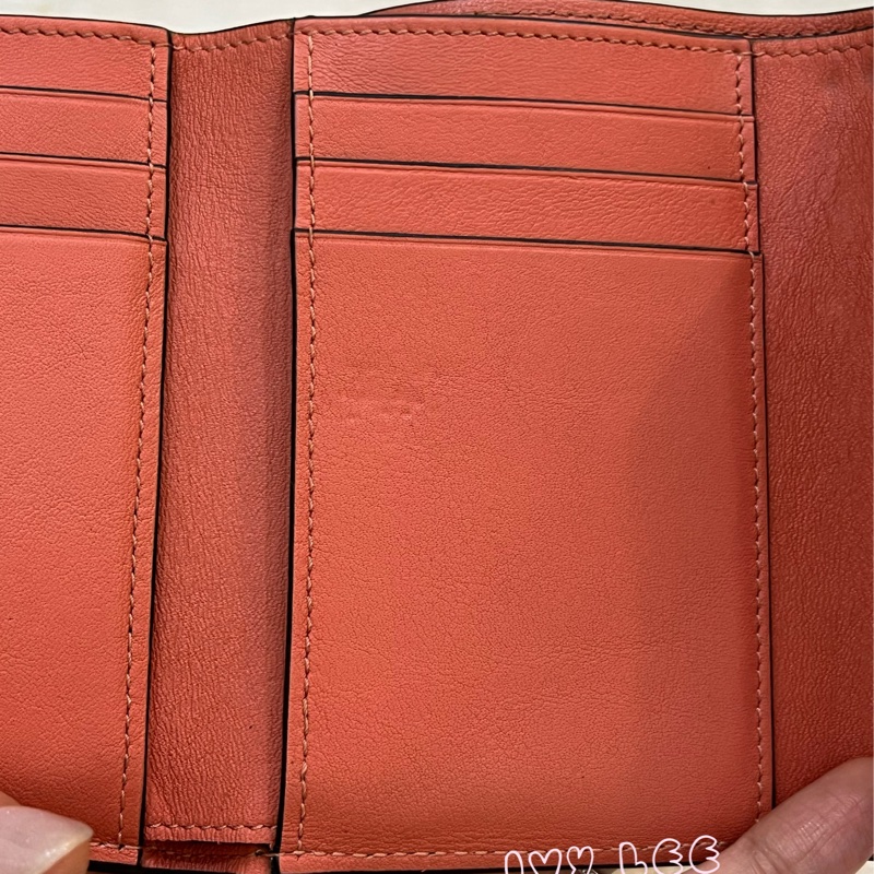 Loewe Small Vertical Wallet 羅威小型直式錢包 短夾  淺棕 米色 粉嫩橘 正品 二手精品-20