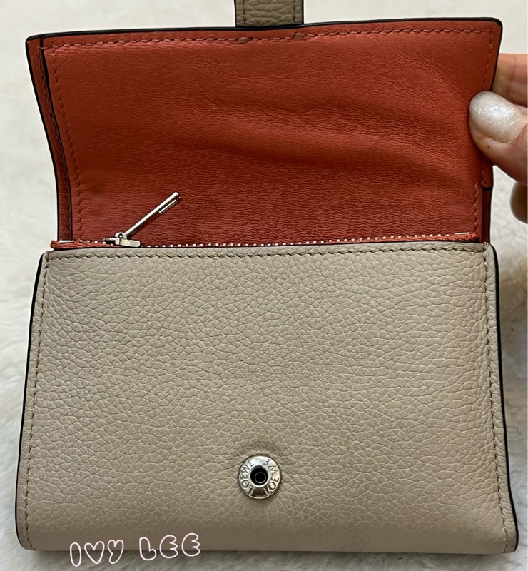 Loewe Small Vertical Wallet 羅威小型直式錢包 短夾  淺棕 米色 粉嫩橘 正品 二手精品-22