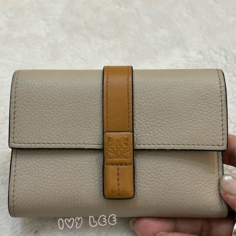 Loewe Small Vertical Wallet 羅威小型直式錢包 短夾  淺棕 米色 粉嫩橘 正品 二手精品-24