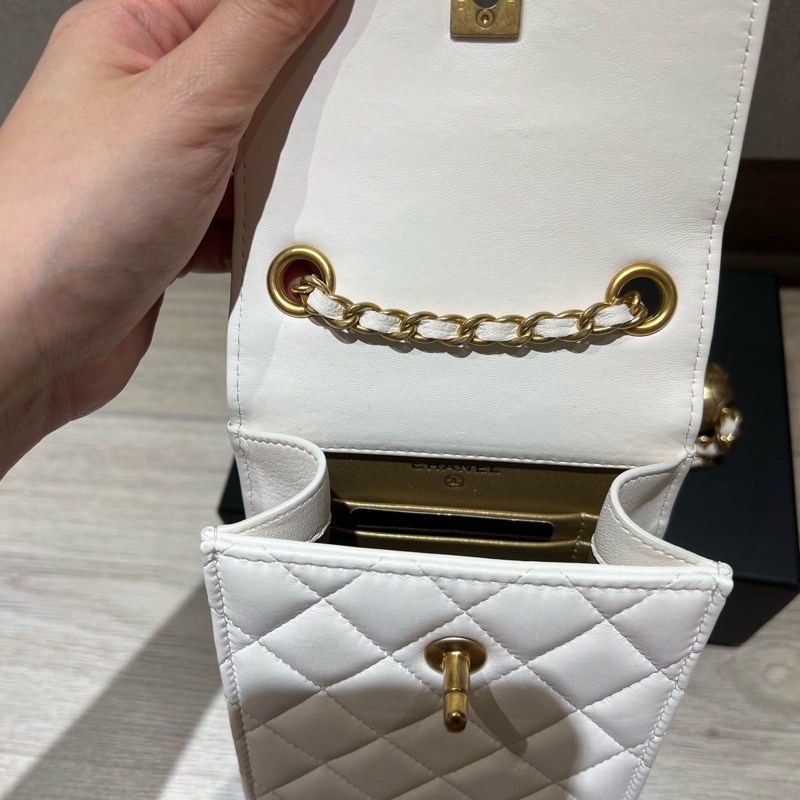 Chanel 金球手機包 白色-4