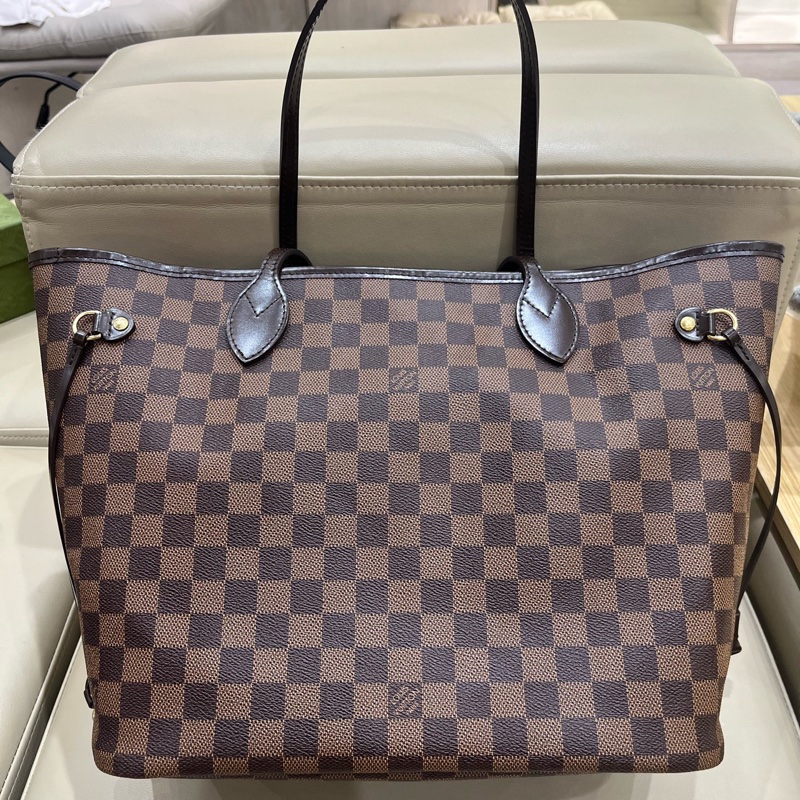 Louis vur 路易威登棕色棋盤格紅內里中號neverfull購物袋 尺寸31*28*14cm-3