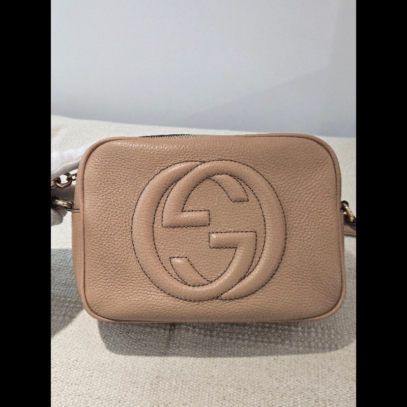 Gucci 古馳 disco soho 奶茶色 焦糖色 流蘇拉鍊相機包 肩背包 斜背包-3