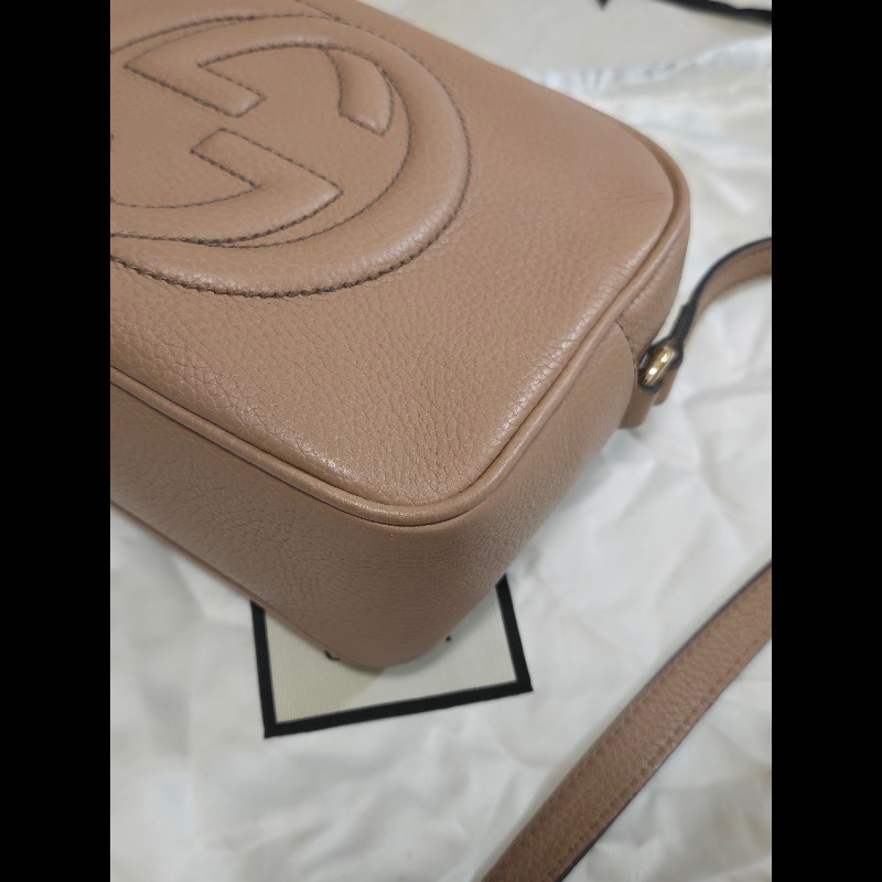 Gucci 古馳 disco soho 奶茶色 焦糖色 流蘇拉鍊相機包 肩背包 斜背包-10
