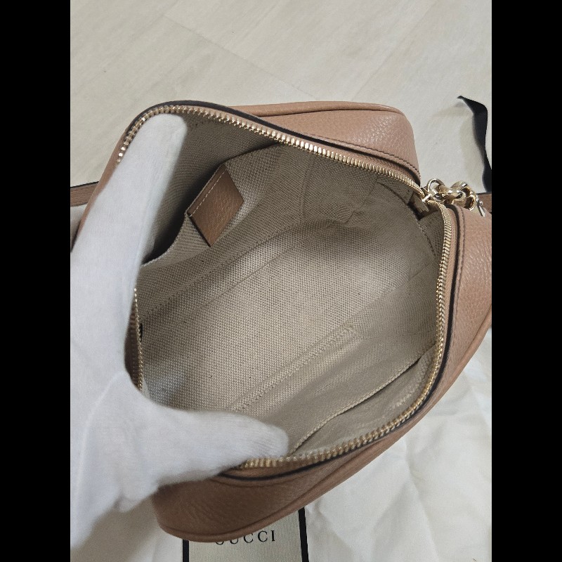 Gucci 古馳 disco soho 奶茶色 焦糖色 流蘇拉鍊相機包 肩背包 斜背包-16