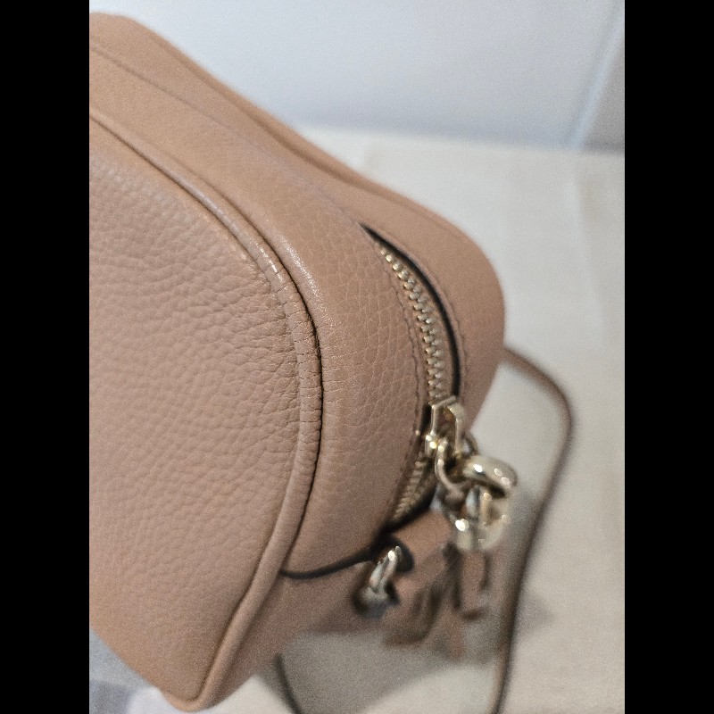Gucci 古馳 disco soho 奶茶色 焦糖色 流蘇拉鍊相機包 肩背包 斜背包-24