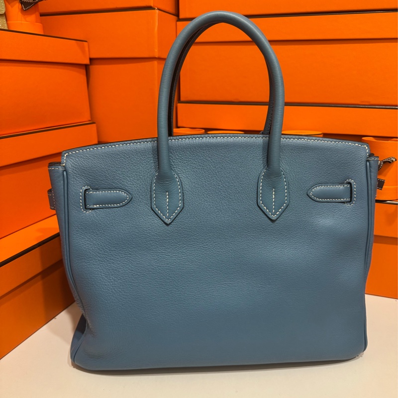 Hermes Birkin30 新牛仔藍走白線 so訂製款 流星刻印 框H 💙🩵🤍-4