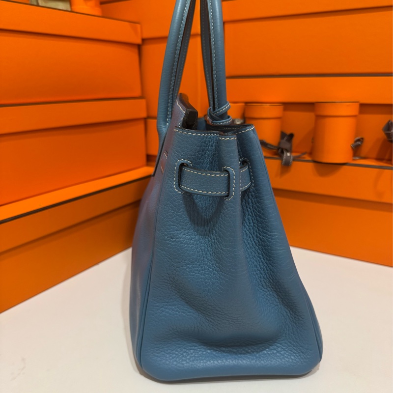 Hermes Birkin30 新牛仔藍走白線 so訂製款 流星刻印 框H 💙🩵🤍-6