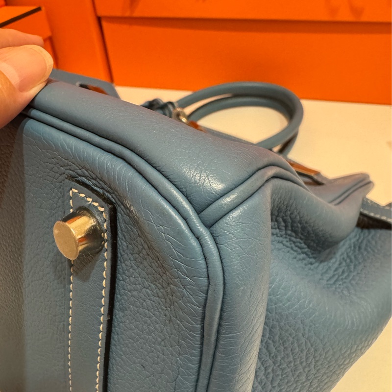 Hermes Birkin30 新牛仔藍走白線 so訂製款 流星刻印 框H 💙🩵🤍-12