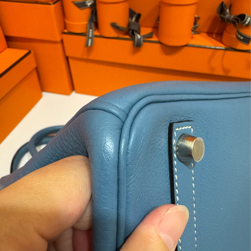 Hermes Birkin30 新牛仔藍走白線 so訂製款 流星刻印 框H 💙🩵🤍-13
